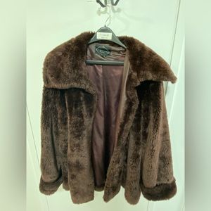 Burgundy fake fur coat